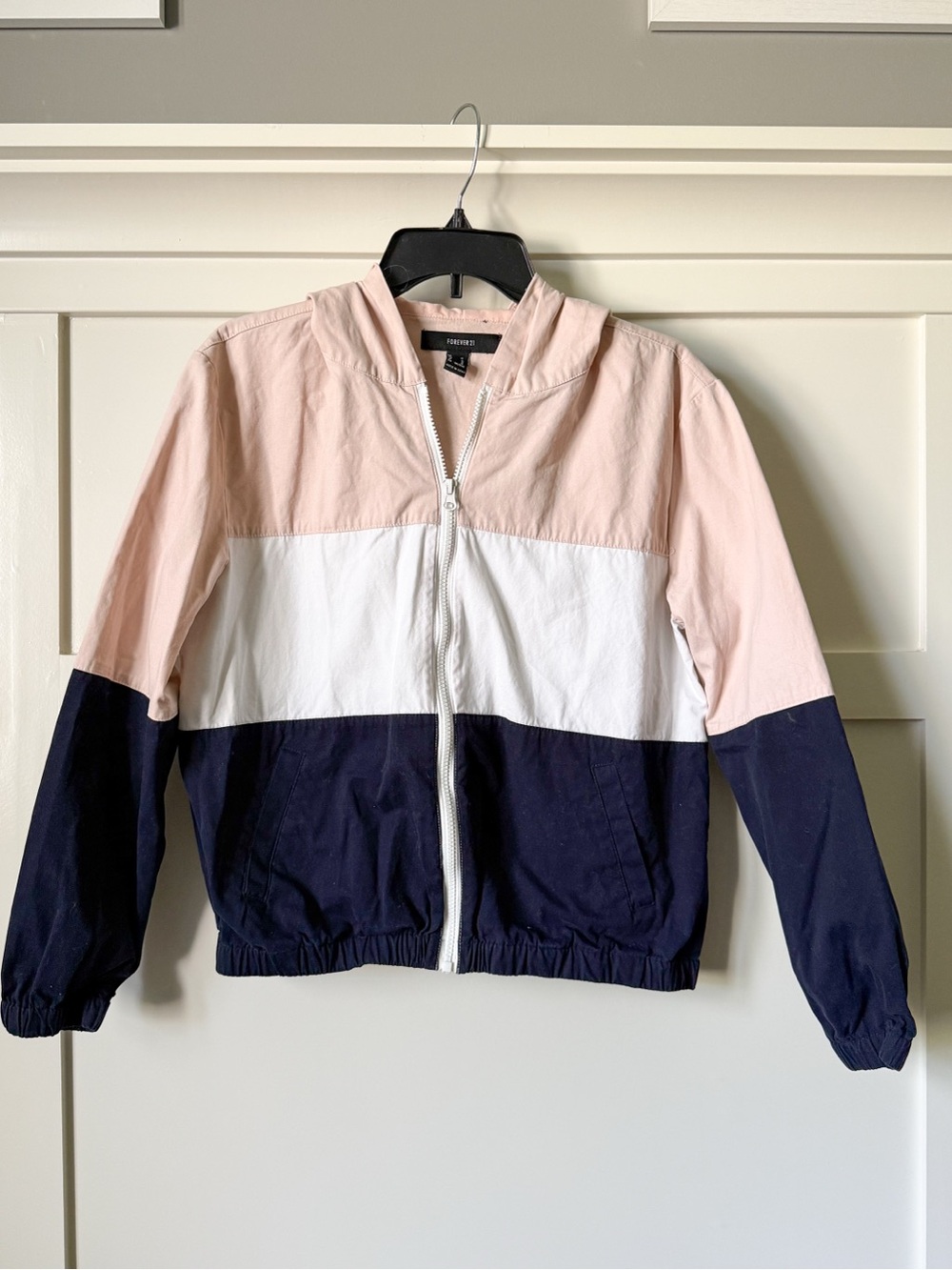 Forever 21 Blush, White, Navy Zip Jacket